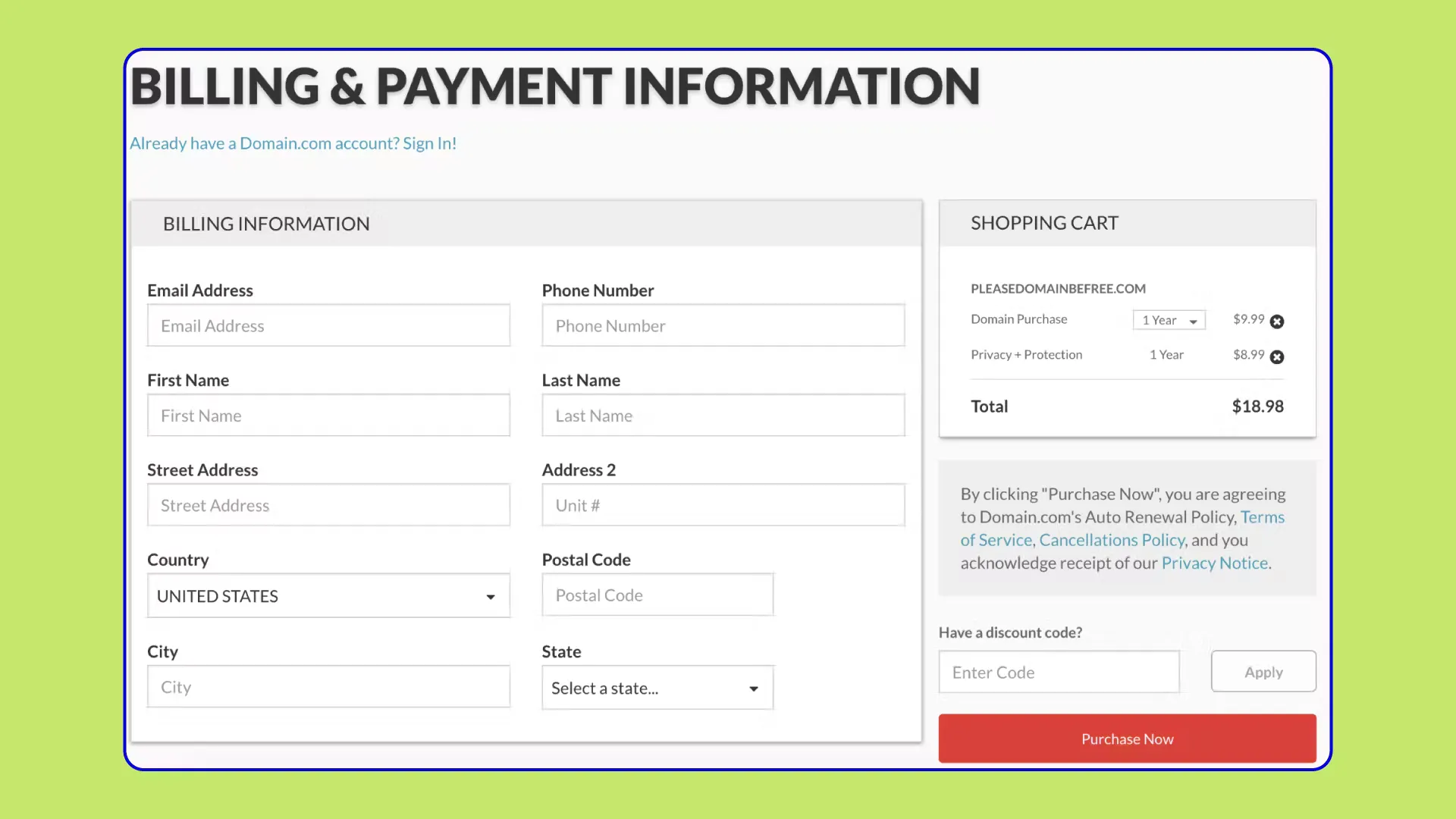 Proceed to the checkout