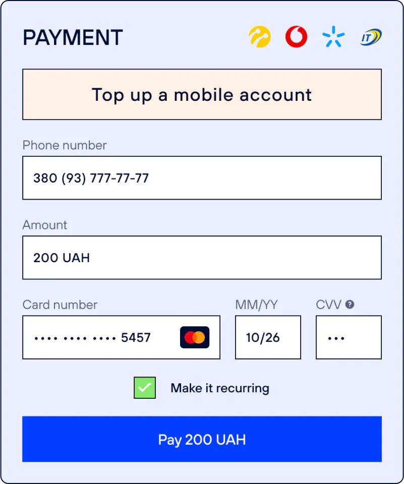 Via Tranzzo payment page