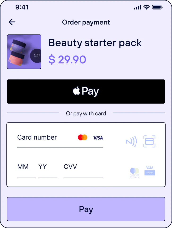 Чекаут для мобільного застосунку