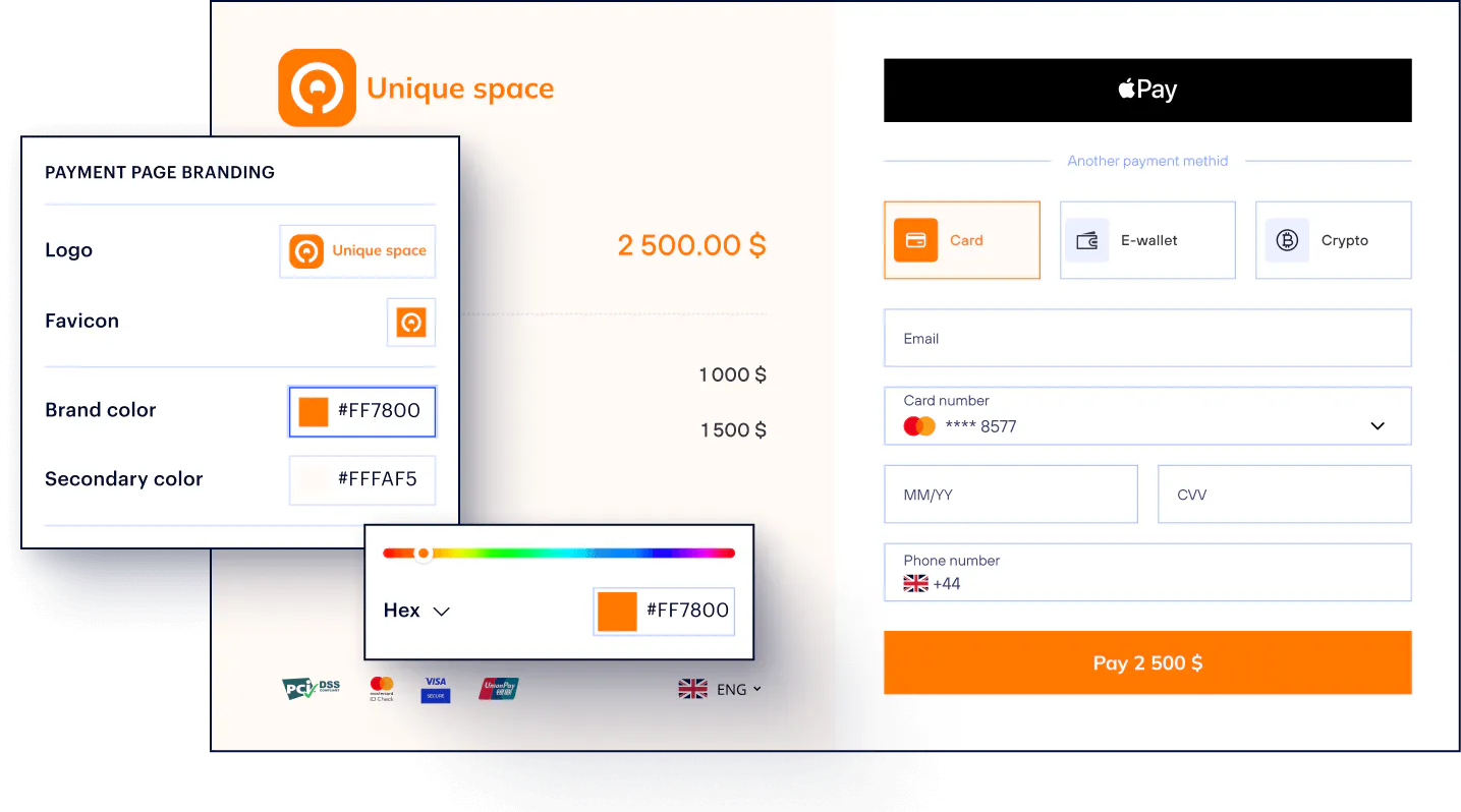 Adjust Tranzzo's ready-made page to fit your brand, or get a fully customized checkout developed from scratch.
