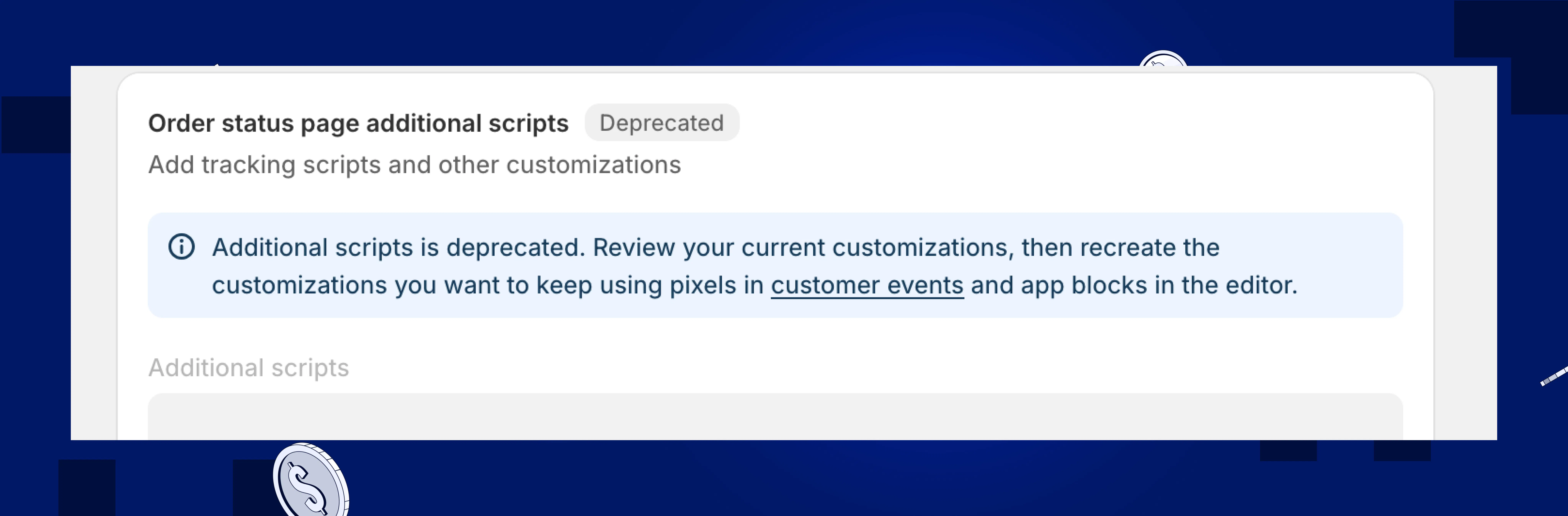 Order status page additional scripts is disabled for merchants , with no other alternative
