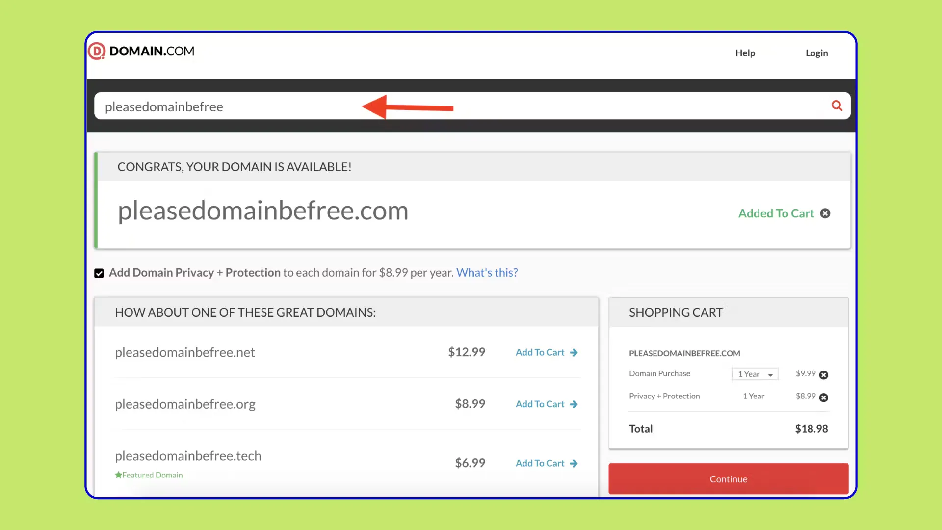 Check the availability of the domain you want