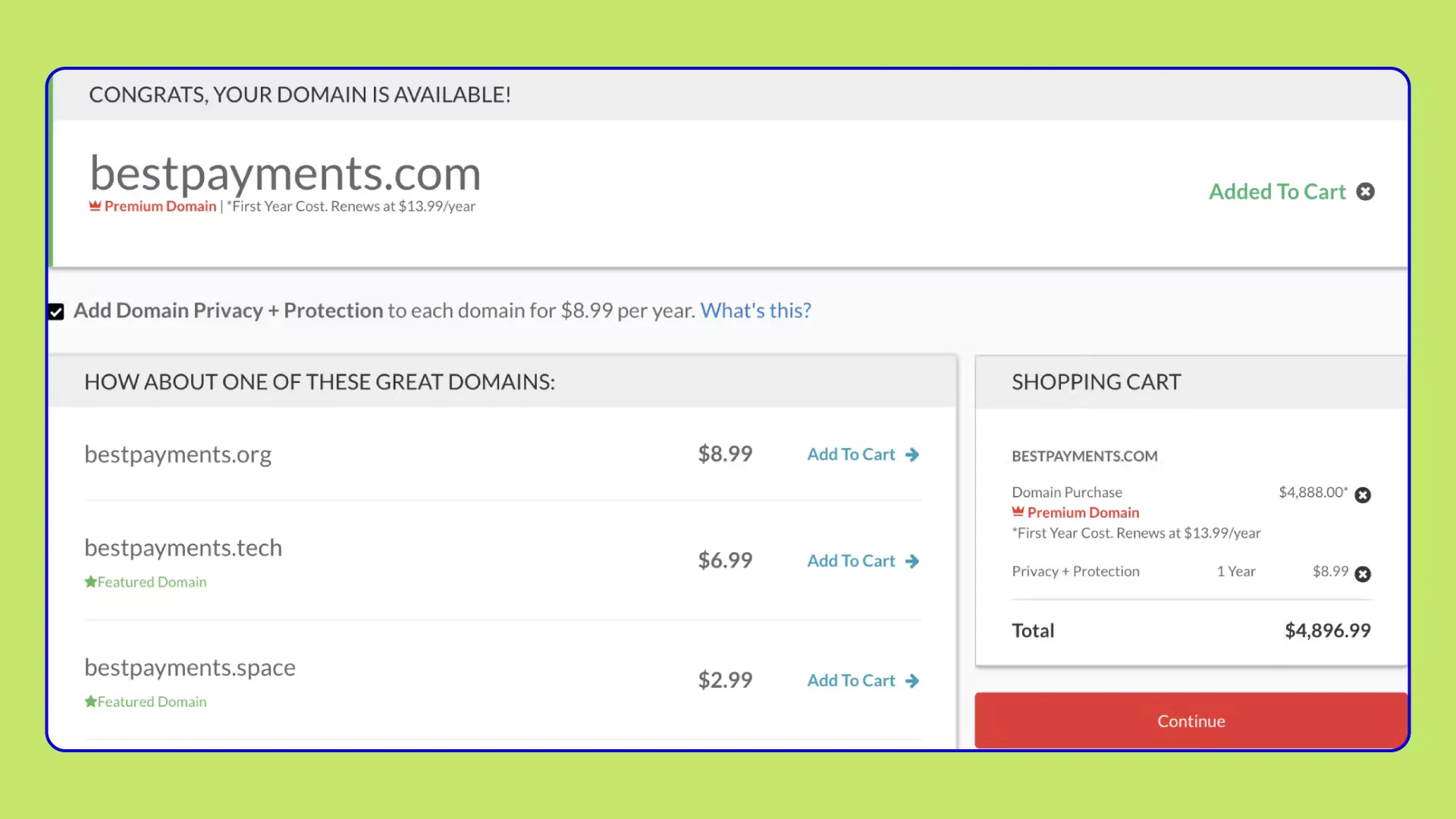 Registering a domain name